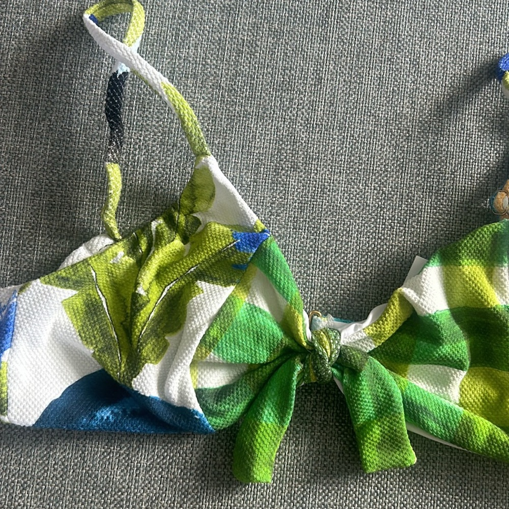 FARM Rio Green and Blue Checkered Bikini Top - Picture 4 of 8